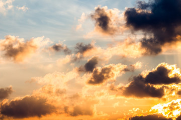 colorful dramatic sky with cloud at sunset