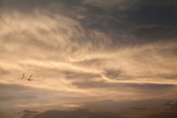 colorful dramatic sky with cloud at sunset