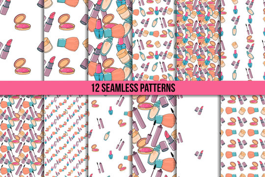 Makeup seamless pattern set