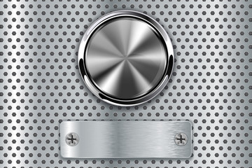 Metal button with steel plate.
