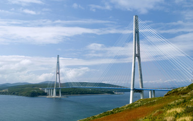 Russian Bridge over the Eastern Bosphorus Strait, Vladivostok, Russia