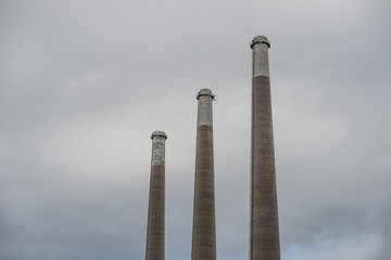 Smoke from the chimney of the factory in USA
