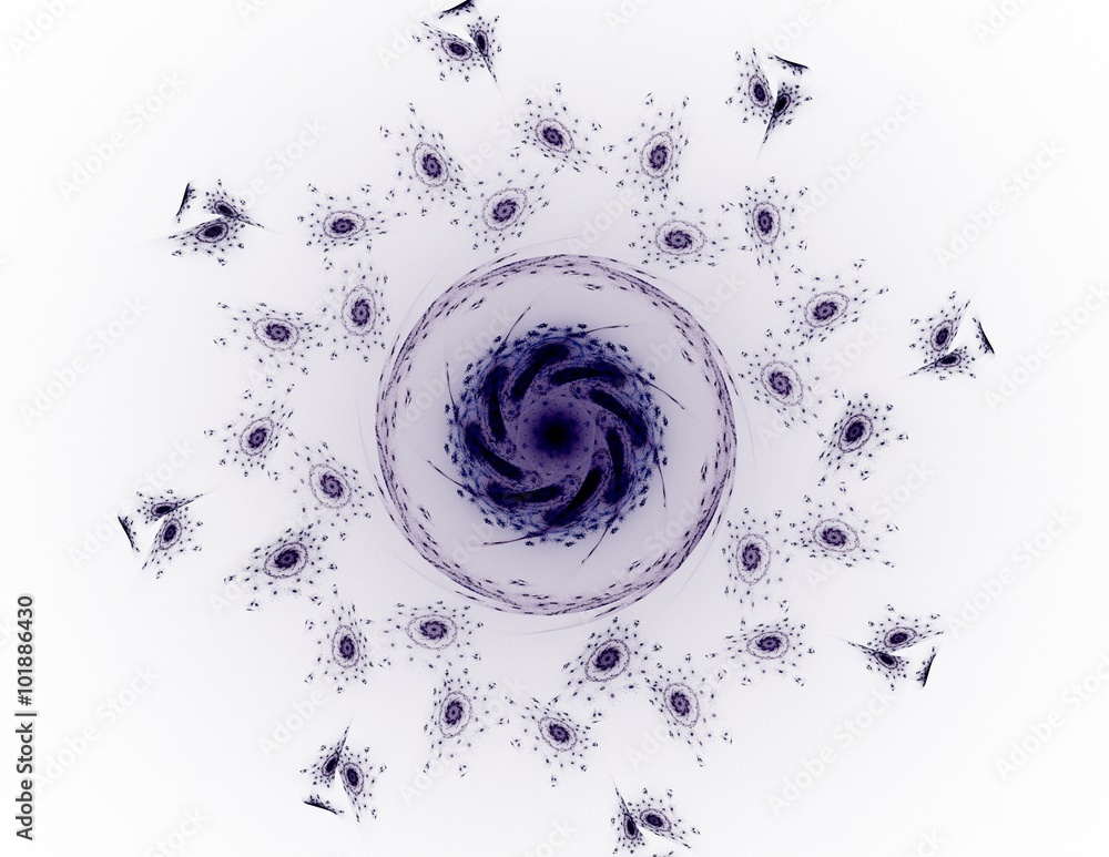 Aufkleber elementary particles series. interplay of abstract fractal forms on the subject of nuclear physics s