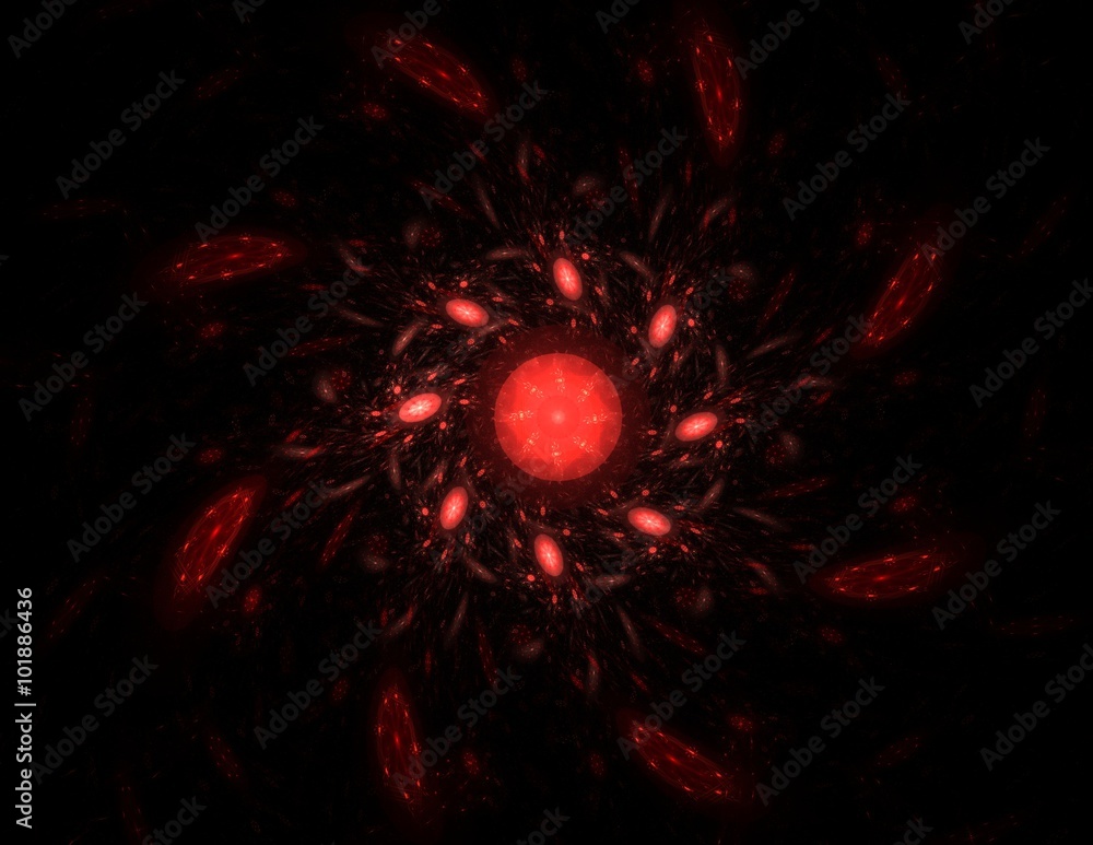 Aufkleber elementary particles series. interplay of abstract fractal forms on the subject of nuclear physics s