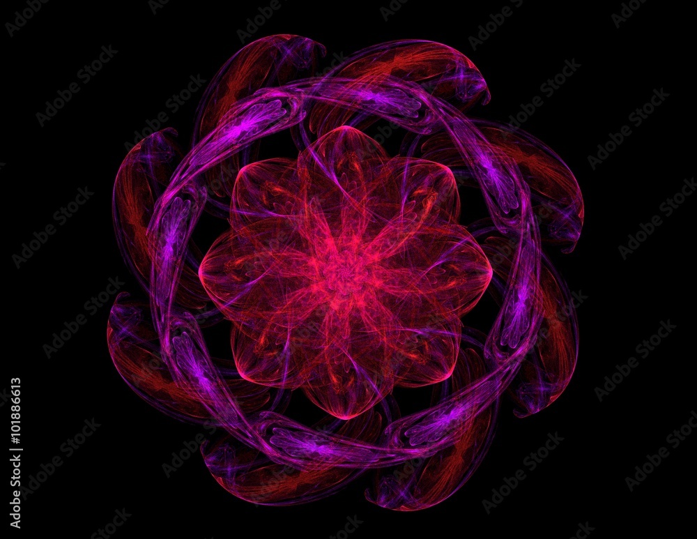 Aufkleber elementary particles series. interplay of abstract fractal forms on the subject of nuclear physics s