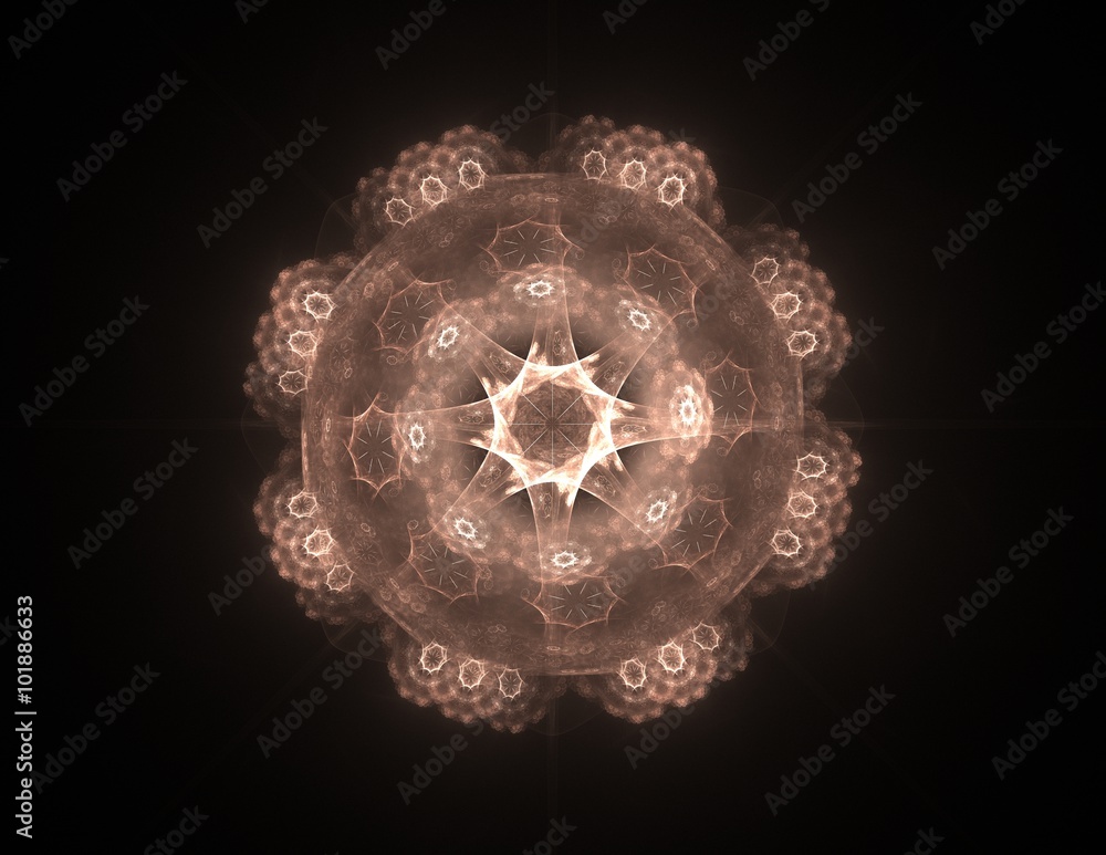 Aufkleber elementary particles series. interplay of abstract fractal forms on the subject of nuclear physics s