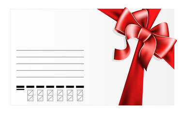 card with red bow