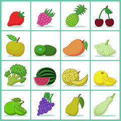 Set of fruits and vegetables