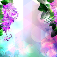 abstract flowers  in luxury style on a triangular background