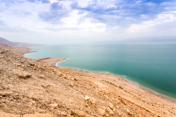 Fototapeta na wymiar Dead sea coast at twilight, Israel
