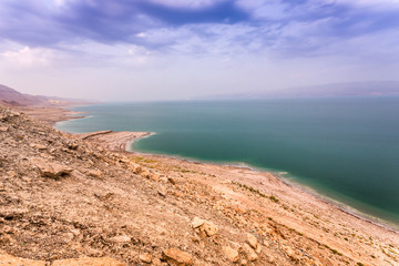Naklejka na ściany i meble Dead sea coast at twilight, Israel