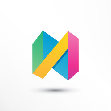 Letter N Colorful Poly Logo