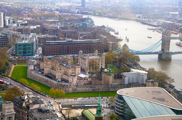 LONDON, UK - APRIL 22, 2015:  Tower bridge view and River Thames