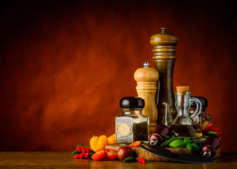 Fototapeta na wymiar Seasoning, Herbs and Spices