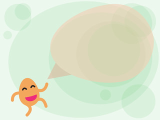 Cartoon Easter egg with egg speech bubble on green background