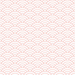 Wave Red Pattern. Japanese Texture. Wave Background in Vector