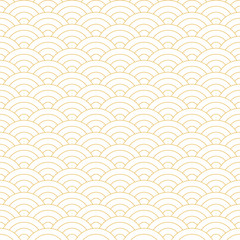 Wave Yellow Pattern. Japanese Texture. Wave Background in Vector
