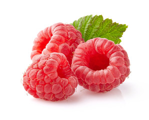 Raspberry with leaf