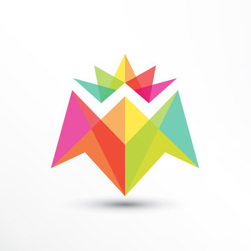Abstract Colorful Crown Letter M Logo