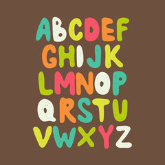 Alphabet. Hand drawn letters isolated on dark background.