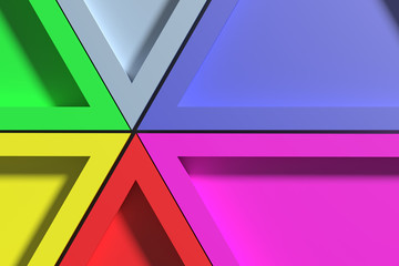 The middle of colorful triangles together