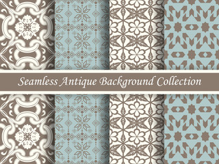 Antique seamless background collection brown and blue_92
