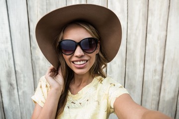 Young smiling women with glasses