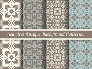 Antique seamless background collection brown and blue_99
