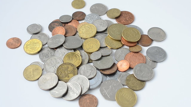 Coins of the different countries of the world.
