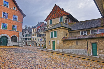 Street with paved road in Old Town of Solothurn