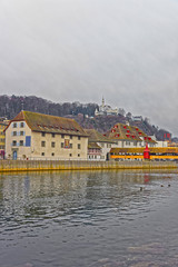 Fototapeta na wymiar Embankment of the Aare river in Solothurn of Switzerland