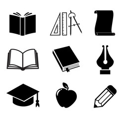 Book, literature, education vector icon set.