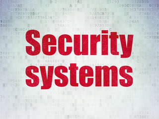 Protection concept: Security Systems on Digital Paper background