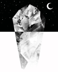 Watercolor gemstone. mineral. abstract illustration