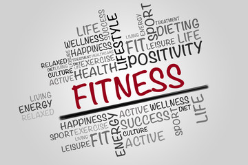Fitness word cloud, fitness, sport, health concept