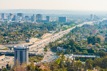 Los Angeles with busy freeway