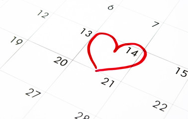 Date of February 14 on Calendar