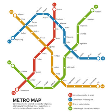 Subway, metro vector map. Template of city transportation scheme. Scheme map underground, metro subway road,  transportation railway subway illustration