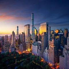 Fototapeten New York City Manhattan bei Sonnenaufgang © dell
