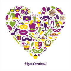 Carnival vector illustration in heart.