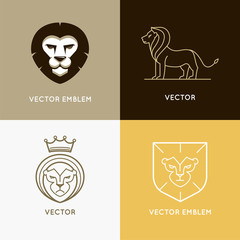 Vector set of lion logo design templates and ebmlems