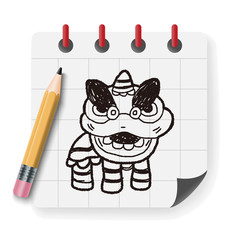 Chinese New Year; The dragon and lion dancing head doodle