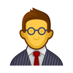 Businessman or Programmer Avatar Profile Userpic on White Background. Vector