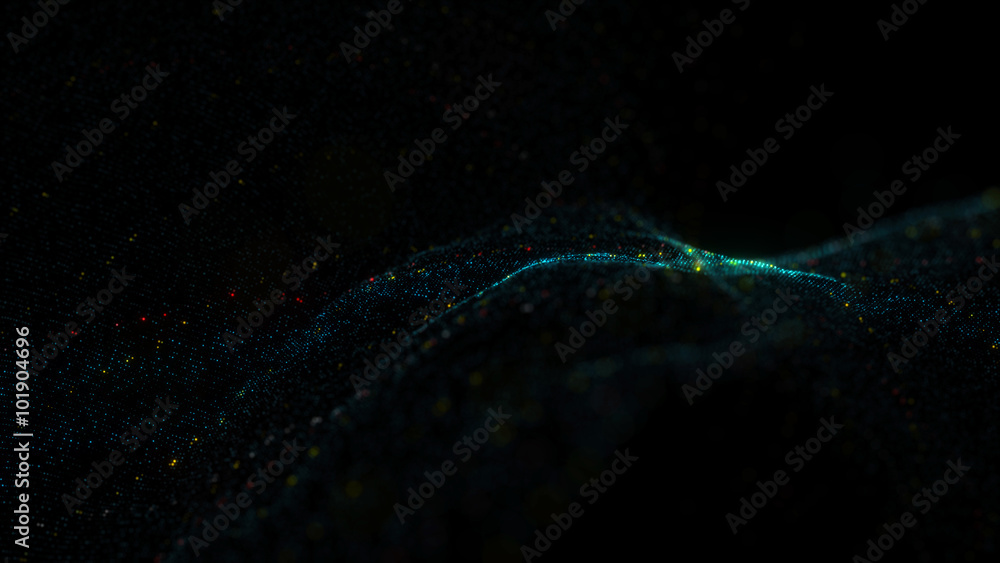 Poster abstract bright particle background with depth of field