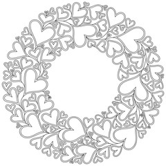 Fototapeta premium Pattern with hand drawn monochrome hearts in zentangle style.
