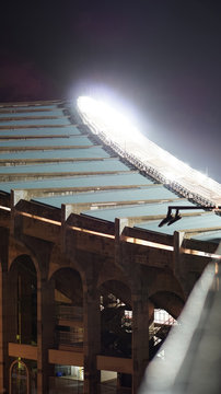 stadium roof architect and light at night