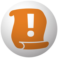 Orange Important Information icon on sphere isolated on white ba