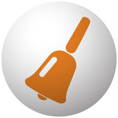 Orange School Bell icon on sphere isolated on white background
