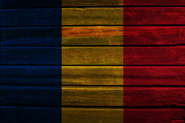 Flag of Romania on wood