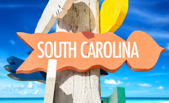 South Carolina welcome sign with beach